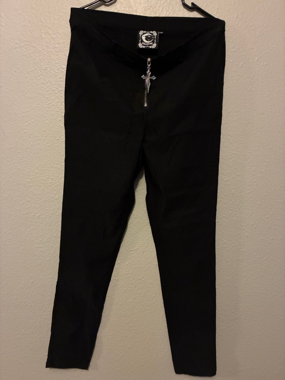 Killstar Black Skinny Pants with Cross Zip Pull